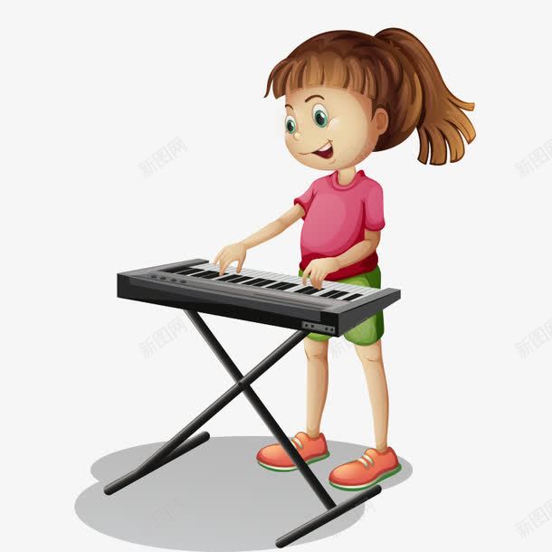 可爱卡通儿童弹键盘png免抠素材_88icon https://88icon.com 乐器 卡通 可爱 小女孩 键盘