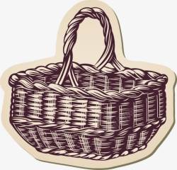 手绘编织篮子图案素材
