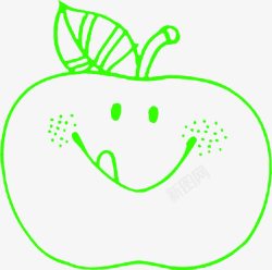 手绘绿色简易苹果素材