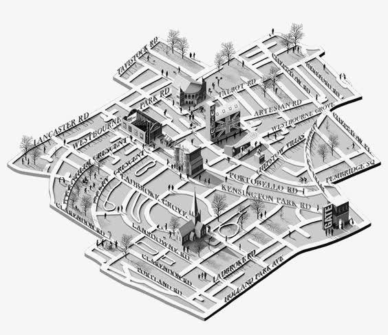 黑白城市png免抠素材_88icon https://88icon.com 俯视图 创意 卡通 城市 手绘 插画