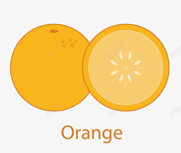 黄色水果橙子矢量图eps免抠素材_88icon https://88icon.com 橙子 水果 矢量橙子 黄色橙子 矢量图