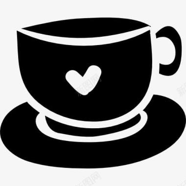 浪漫唯美背景咖啡杯的心图标图标
