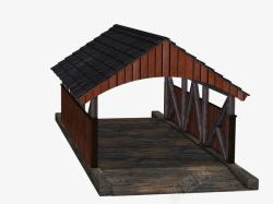 木屋顶木桥高清图片
