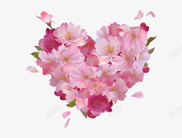 心形花瓣图案png免抠素材_88icon https://88icon.com 图案 娇艳 心形 粉嫩 绿叶 花瓣