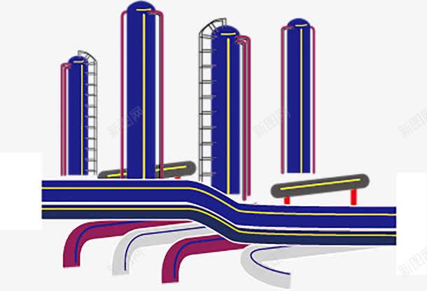 蓝色石油工厂储油罐png免抠素材_88icon https://88icon.com 乙烯 化工 石化 石油 石油化工