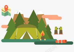 野营山林帐篷绿色素材