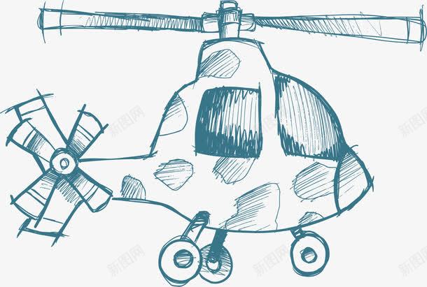 手绘直升飞机png免抠素材_88icon https://88icon.com 交通工具矢量 彩绘 手绘 直升飞机 素描