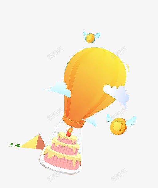 卡通热气球装饰图案png免抠素材_88icon https://88icon.com 卡通 漂浮 蛋糕 装饰图案 金币