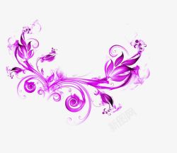 紫色卡通唯美花纹素材