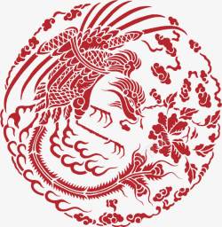 红色传统龙纹中式素材