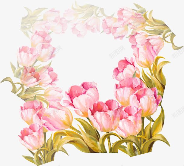粉色花圈植物png免抠素材_88icon https://88icon.com 免抠PNG 植物 粉色 花圈 边框纹理 鲜花