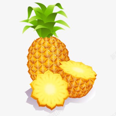 美味水果特写美味菠萝矢量图图标图标