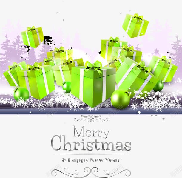 圣诞节日装饰礼物盒png免抠素材_88icon https://88icon.com 圣诞节 礼物盒 绿色发光 背景装饰 节日装饰