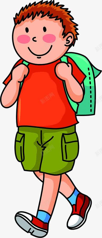 红衣男孩背着绿色书包卡通png免抠素材_88icon https://88icon.com 书包 卡通 男孩 红衣 绿色 背着