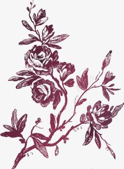 复古花纹玫瑰花束素材