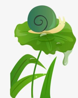 绿色叶子蜗牛矢量图素材