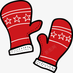 圣诞红手套手绘冬天红手套矢量图高清图片