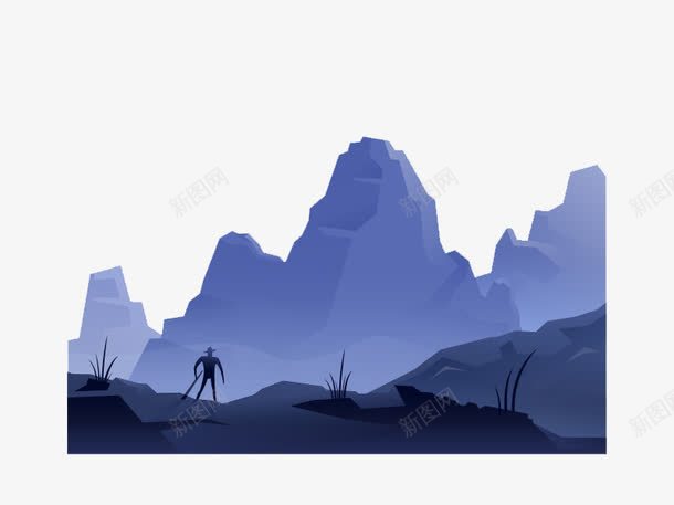 山背景png免抠素材_88icon https://88icon.com 人物 图外创意 山 矢量插图 紫色