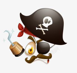 海盗卡通鬼脸表情矢量图素材