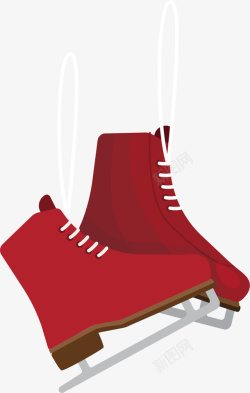 一双滑冰鞋一双红色的滑冰鞋矢量图高清图片