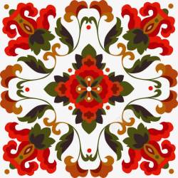 中国古典花纹方形红色素材