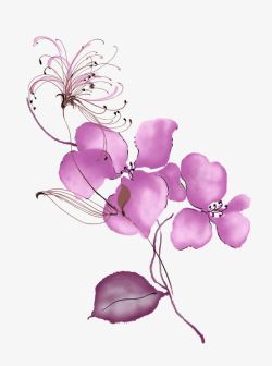 紫色手绘花朵边框背景素材