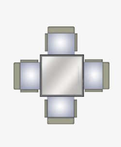 户型图彩平图简约4人餐桌椅素材