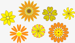 橙黄色儿童画花朵矢量图素材