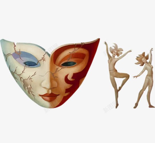 双面面具png免抠素材_88icon https://88icon.com 人脸面具 创意面具 脸型面具 面具