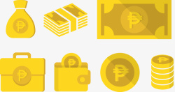 金币钞票集合矢量图素材