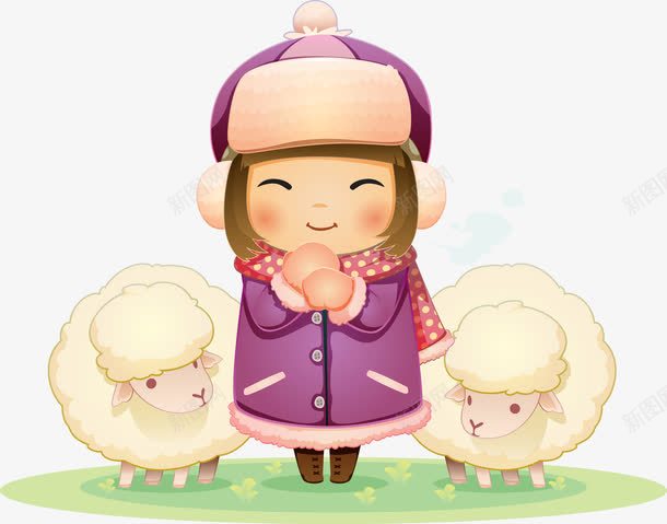 卡通小女孩png免抠素材_88icon https://88icon.com 小女孩 小女孩素材 白羊 矢量白羊 矢量素材 矢量绵羊 绵羊 适量小朋友