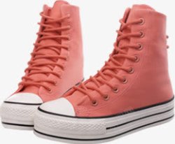 粉色可爱高帮帆布鞋素材