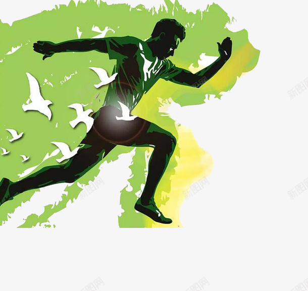 运动健康png免抠素材_88icon https://88icon.com 男士 绿色 装饰 跑步 运动