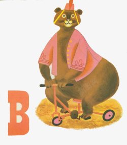 骑脚踏车的胖熊与字母B素材