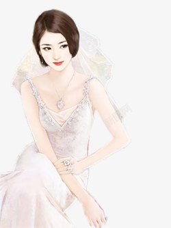 卡通白色衣服新娘素材