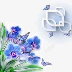 蓝色蝴蝶兰装饰素材