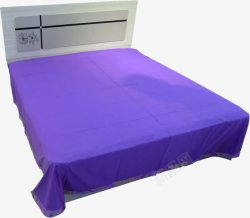 紫色床单白色卧室双人床素材
