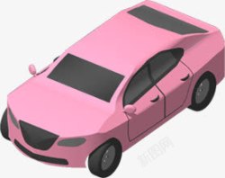 手绘粉色可爱卡通汽车素材