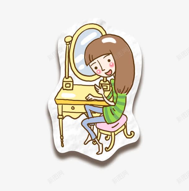 卡通女孩子png免抠素材_88icon https://88icon.com 卡通人物 女孩子 梳妆台