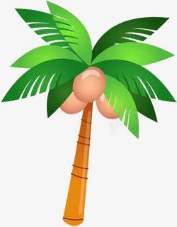 夏日卡通海报手绘植物绿色椰子树素材