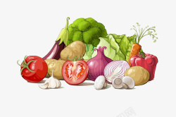 烤茄子卡通蔬菜高清图片