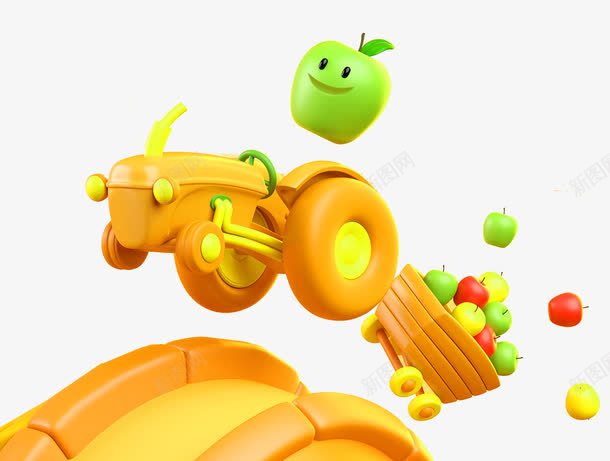 卡通玩具车png免抠素材_88icon https://88icon.com png图形 png装饰 卡通 水果 玩具车 装饰