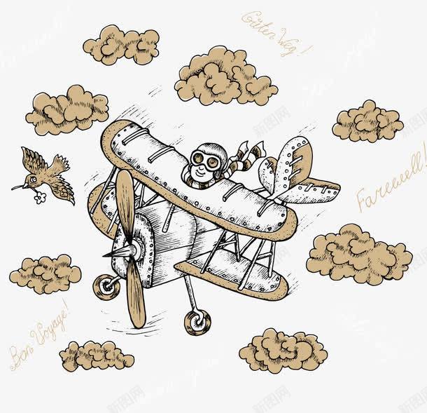 卡通手绘飞机云朵png免抠素材_88icon https://88icon.com 云朵 卡通 手绘 飞机