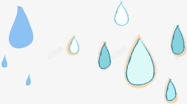 蓝色雨滴漂浮png免抠素材_88icon https://88icon.com AI 卡通 底纹 手绘 漂浮 线条 背景 蓝色 雨滴