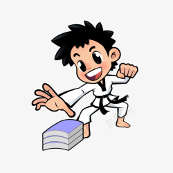 卡通练习跆拳道的男孩矢量图素材