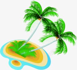 夏日卡通海报手绘椰子树素材