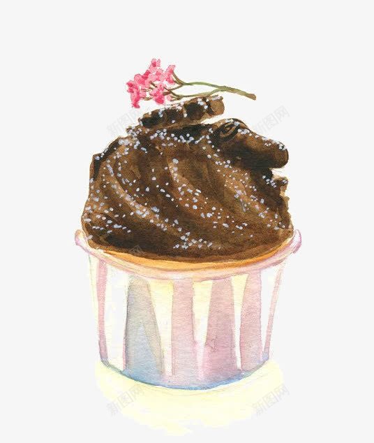 水彩纸杯巧克力蛋糕png免抠素材_88icon https://88icon.com 卡通 巧克力蛋糕 手绘 水彩 纸杯蛋糕 蛋糕