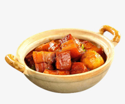 砂锅里的红烧肉饭素材
