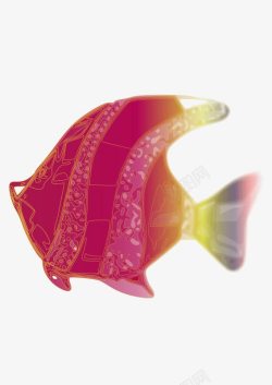 红色的水彩小鱼素材