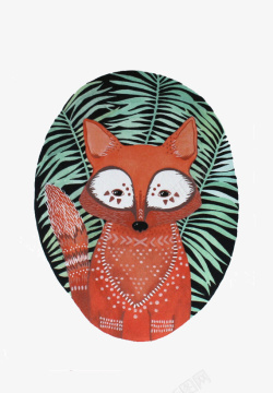 创意动物水彩红狐狸素材